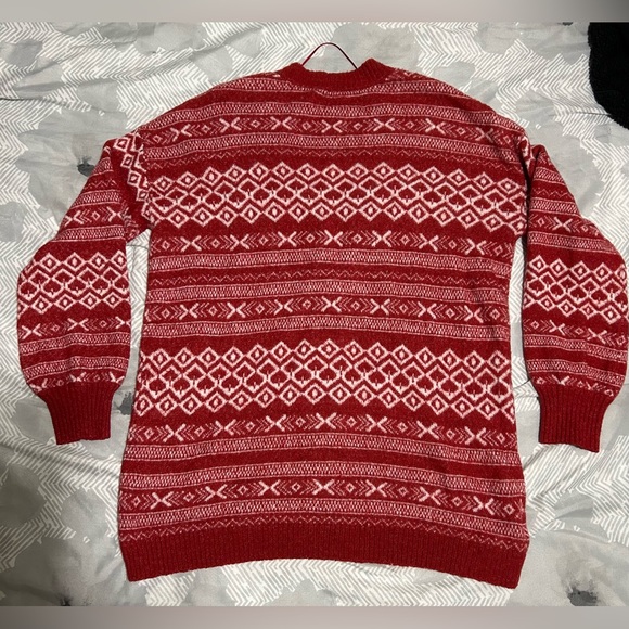 Loft red& cream patterned cardigan-size m - Picture 2 of 7